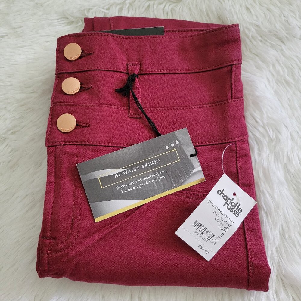 Refuge High-Waisted Skinny Dark Red Jeans